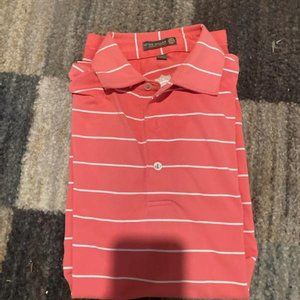 Pink with white stripes Peter Millar Golf Shirt